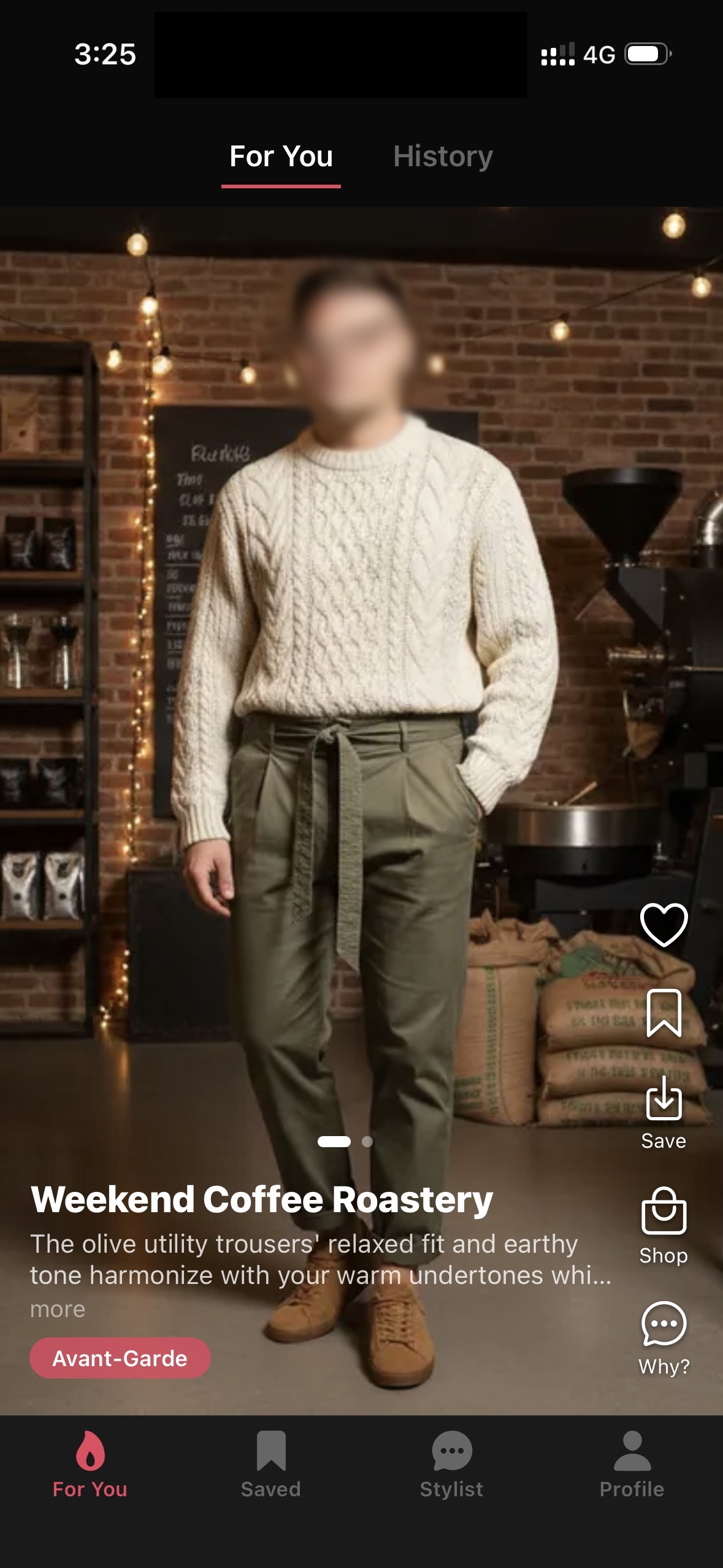 AI-generated outfit feed showing personalized looks